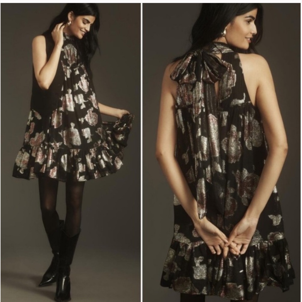 Anthropologie || Maeve Halter Shine Swing Dress Mini